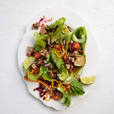 Pork larb lettuce wraps