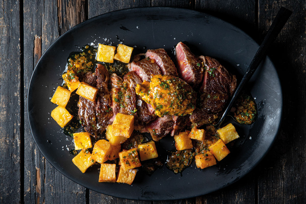 Air fryer steak with café de Paris butter