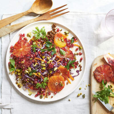 Blood orange, red cabbage and lentil salad