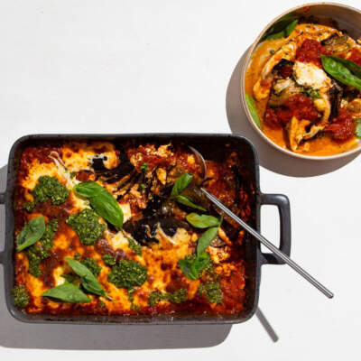 Cheesy brinjal bake