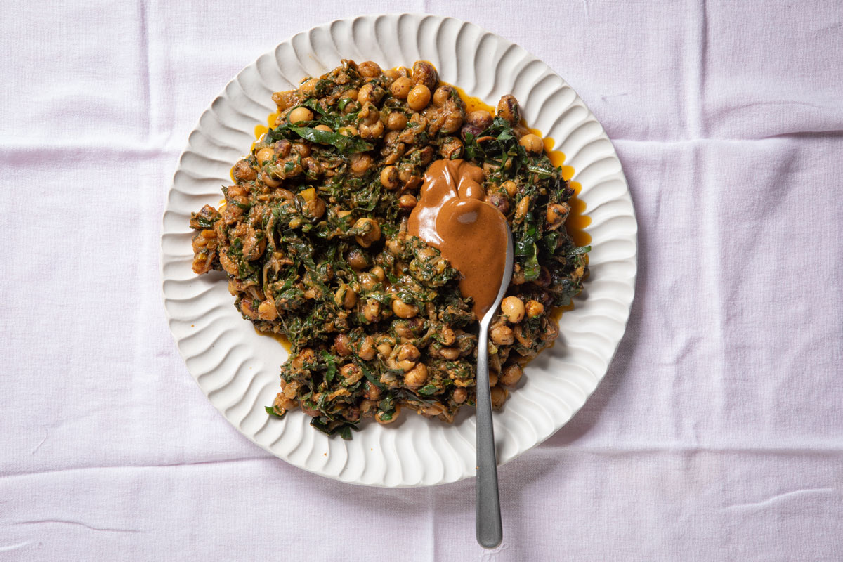 Ditloo with spinach and peanut butter