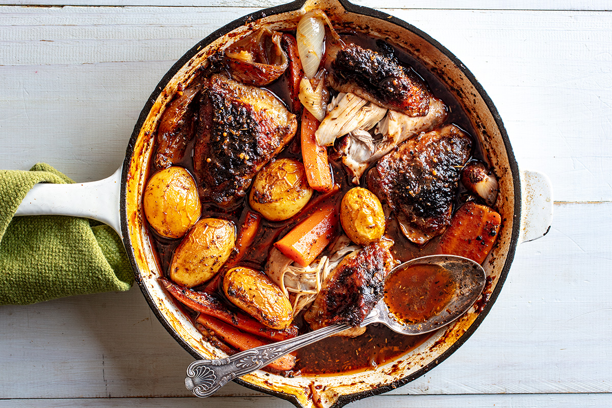 Ginger-beer chicken tray bake