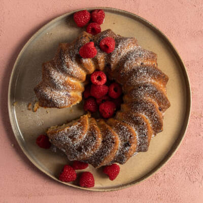 Raspberry-and-coconut bundt cake