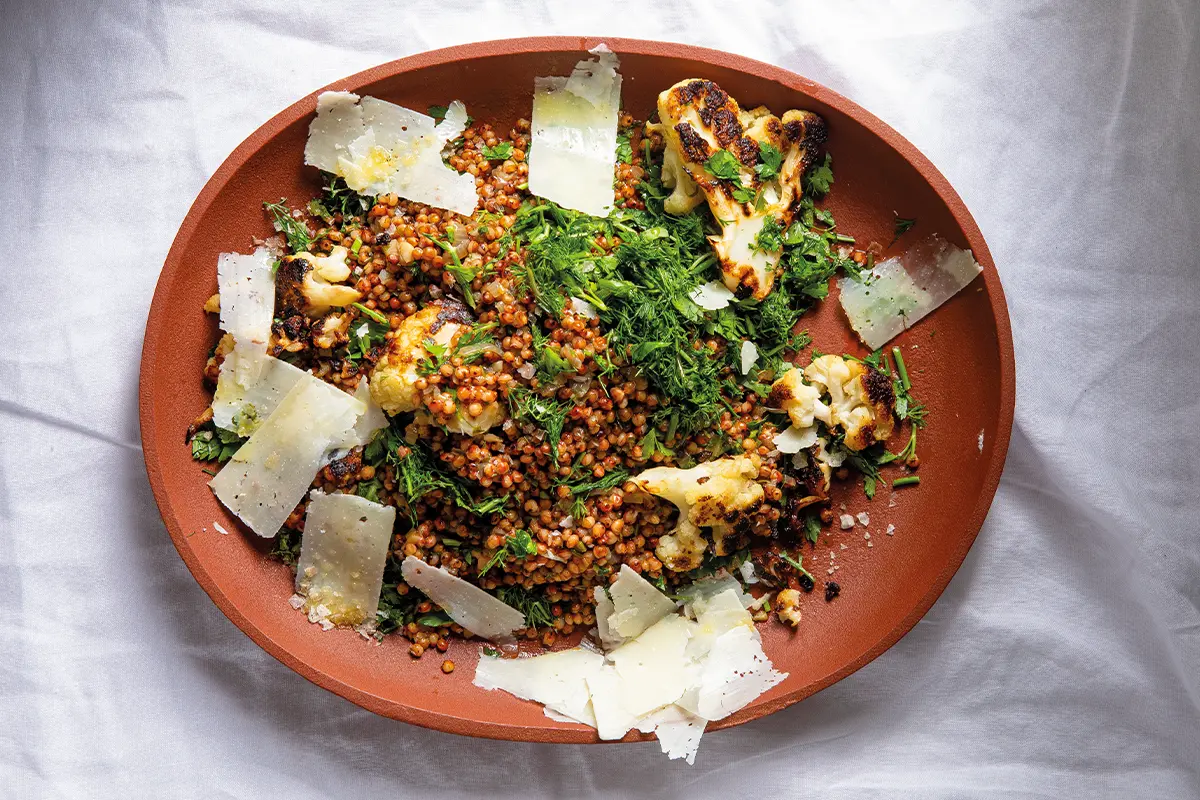 Cauliflower sorghum risotto