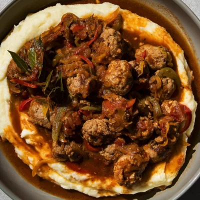 Boerewors bredie with creamy mash