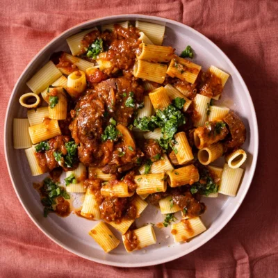 Beef shin osso buco with pasta