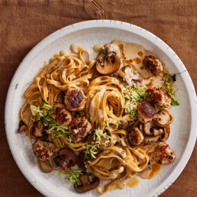 Chicken sausage meatball pasta