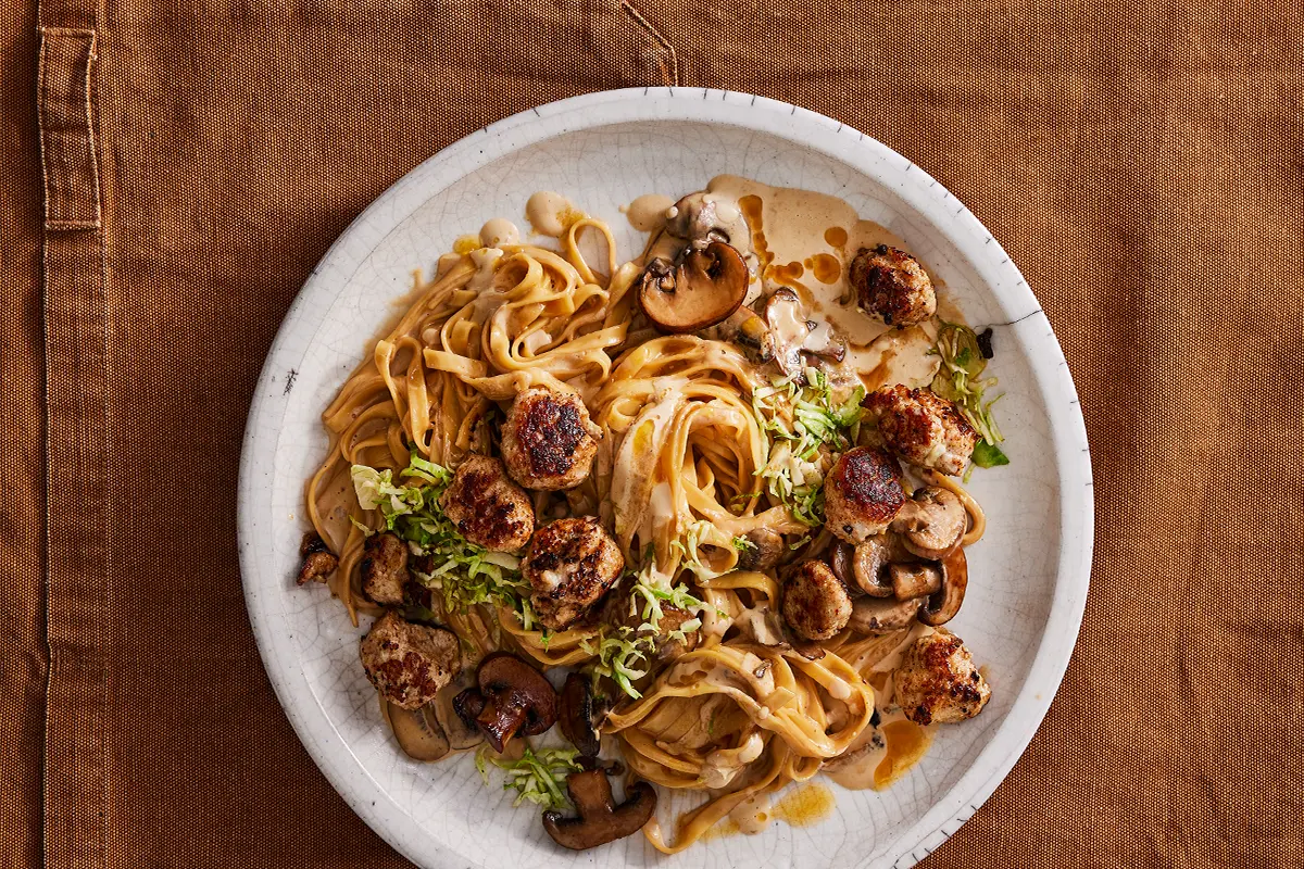 Chicken sausage meatball pasta