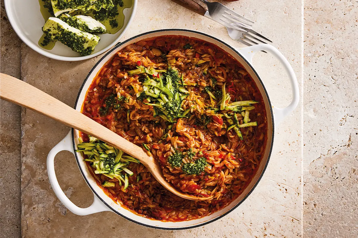 One-pan baked orzo