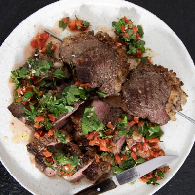 Picanha espetadas with chimichurri sauce