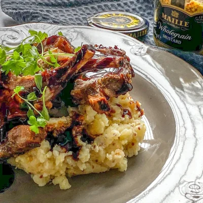 Lamb rack with Maille wholegrain mustard mashed potato