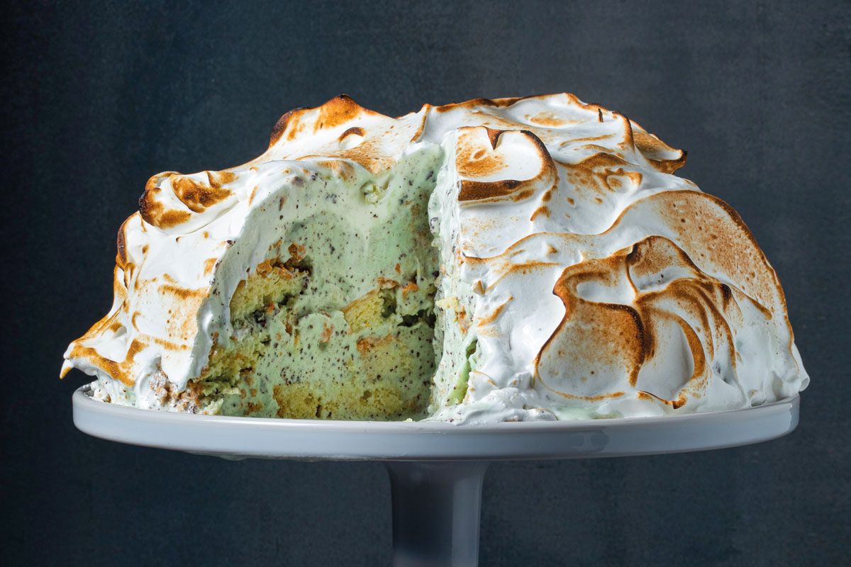 Easy choc-mint baked Alaska