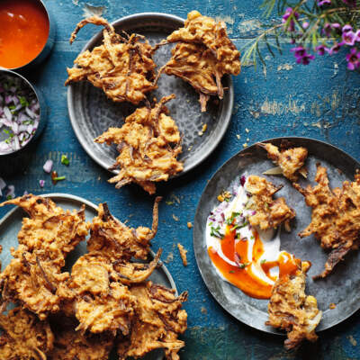 Onion chickpea bhajis