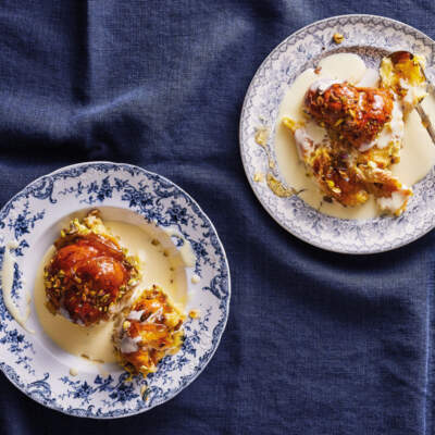 Orange-and-pistachio bread pudding