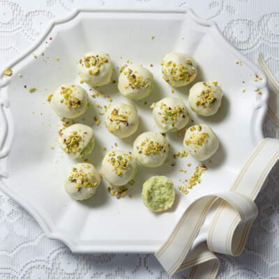 Pistachio burfee truffles