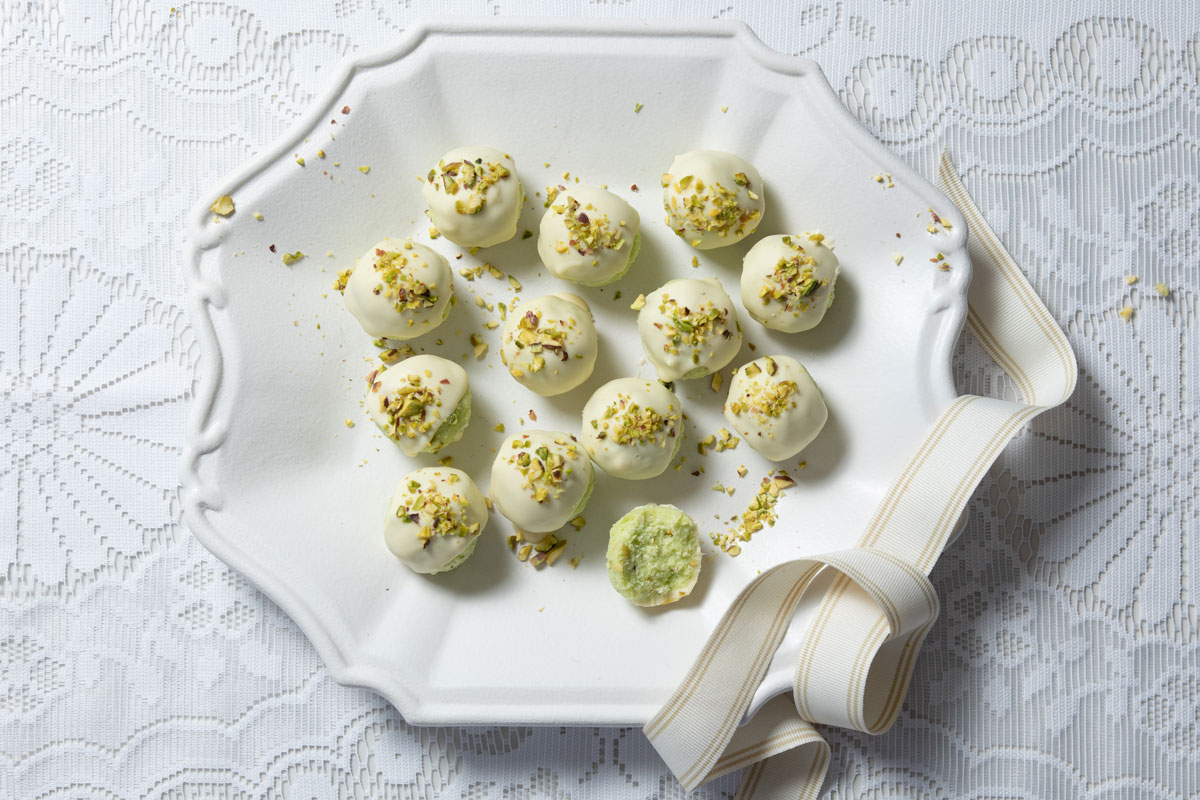 Pistachio burfee truffles