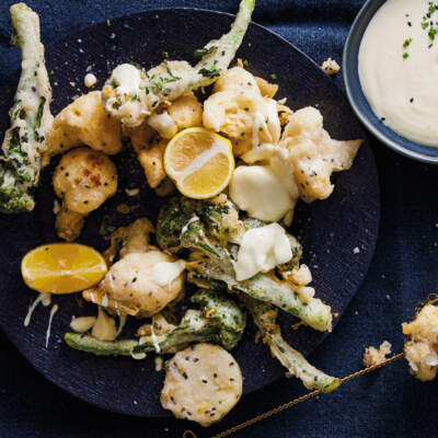 Tempura cauliflower and Tenderstem broccoli