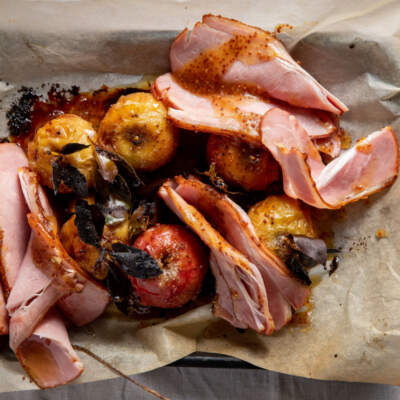 Apple-and-honey-glazed gammon