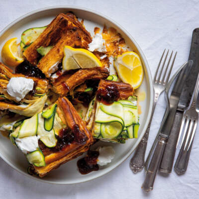 Goat's cheese-and-baby marrow tarts