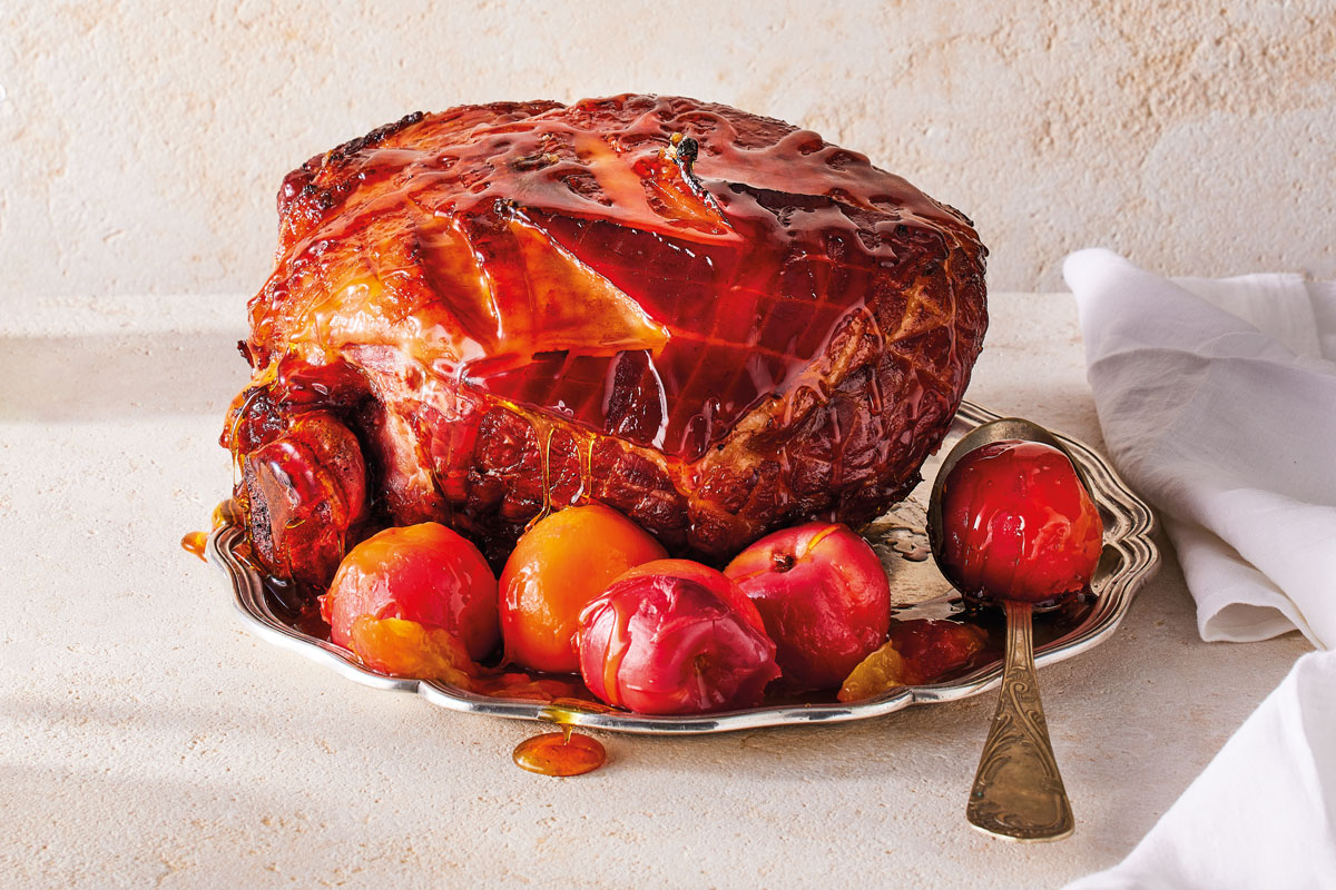 Nectarine roast gammon