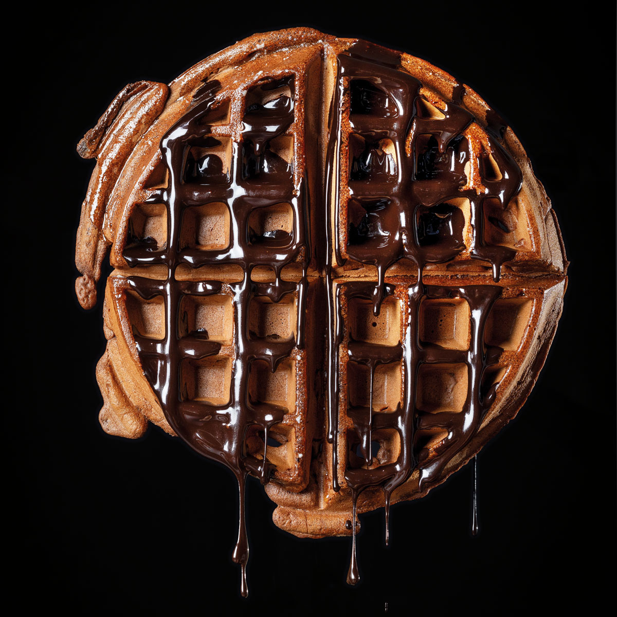 CHOCOLATE BELGIAN WAFFLES WITH MISO- CHOCOLATE SYRUP