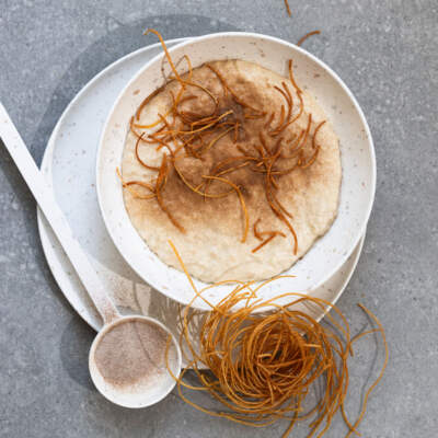 Melkkos with deep-fried pasta