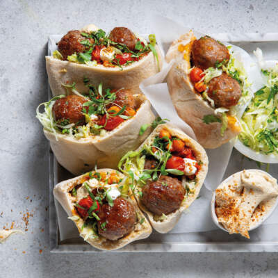 Moroccan-style meatball pitas