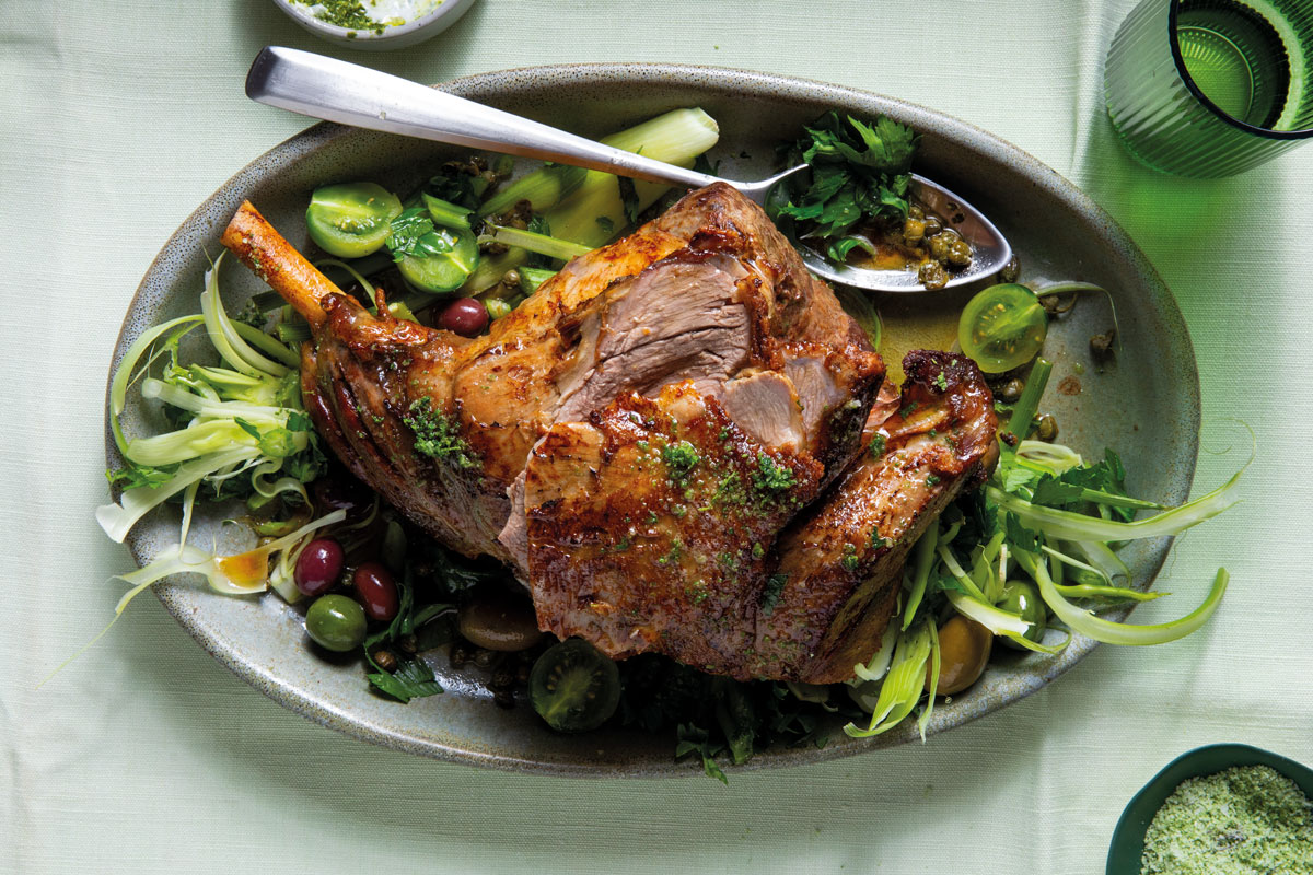 Schwarma-spiced roast lamb