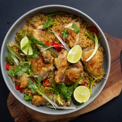 Chicken laksa rice bake