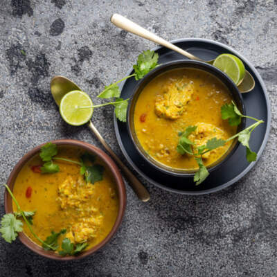 Dhal soup with chickpea flour dumplings