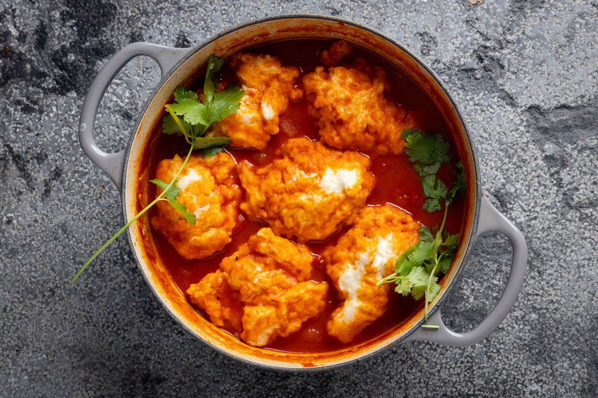 Moroccan soup with pulses and easy drop dumplings