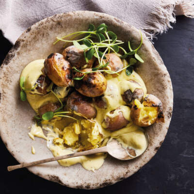 Coal-roasted potato salad