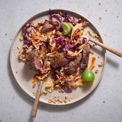Pan-roasted venison with ’nduja cabbage