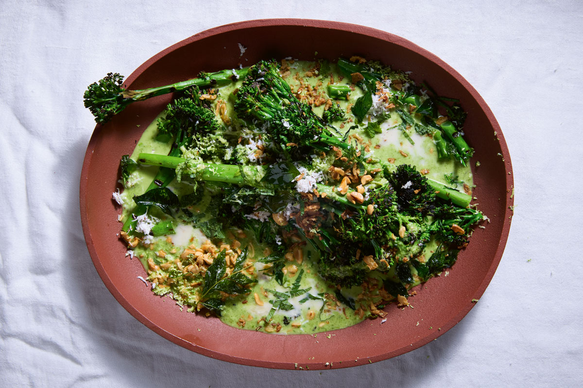 Broccoli with coconut-coriander sauce