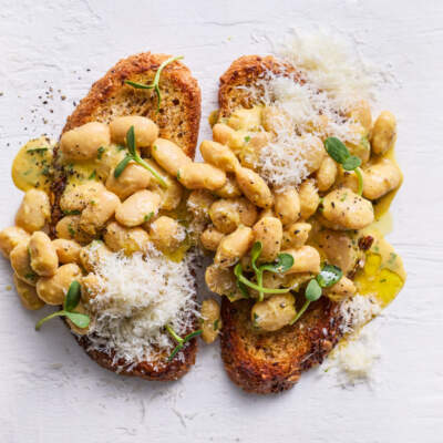 Caesar butter beans on toast