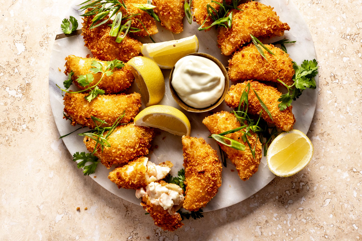 Creamy prawn halfmoons