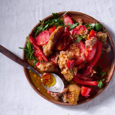Panzanella-style tomato salad