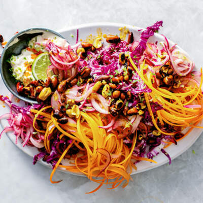 Red cabbage slaw with lime mayo