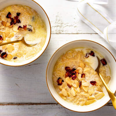 Sweet vermicelli dessert with toasted almonds