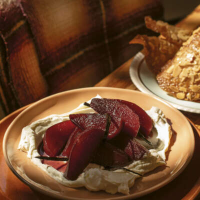 Labneh with poached pears